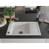 Mexen Elias single-bowl granite sink with drainer and Duo kitchen faucet, white - 6511-20-671701-57-B
