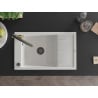 Mexen Elias 1-bowl granite sink with drainer and Duo kitchen tap, white - 6511-20-671701-57-B