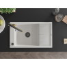 Mexen Elias single-bowl granite sink with drainer and Duo kitchen faucet, white - 6511-20-671701-57-B