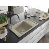 Mexen Elias granite kitchen sink 1-bowl with drainer and Duo kitchen faucet, beige - 6511-69-671701-07