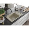 Mexen Elias granite sink 1-bowl with drainer and Duo kitchen tap, beige - 6511-69-671701-07