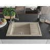 Mexen Elias granite kitchen sink 1-bowl with drainer and Duo kitchen faucet, beige - 6511-69-671701-07