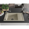 Mexen Elias granite sink 1-bowl with drainer and Duo kitchen faucet, beige - 6511-69-671701-07-B