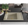 Mexen Elias one-bowl granite sink with drainer and Duo kitchen tap, beige - 6511-69-671701-57-G