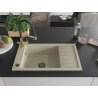 Mexen Elias granite single-bowl sink with drainer and Duo kitchen faucet, beige - 6511-69-671701-57-B