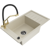 Mexen Elias granite sink 1-bowl with drainer and kitchen faucet Duo, beige - 6511-69-671701-57-B