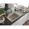 Mexen Elias single-bowl granite kitchen sink with drainer and Duo kitchen faucet, beige - 6511-69-671701-70-B