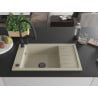 Mexen Elias single-bowl granite kitchen sink with drainer and Duo kitchen faucet, beige - 6511-69-671701-70-B