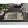 Mexen Elias Single-bowl granite sink with drainer and Duo kitchen faucet, beige - 6511-69-671701-70-B