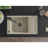 Mexen Elias single-bowl granite kitchen sink with drainer and Duo kitchen faucet, beige - 6511-69-671701-70-B