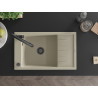 Mexen Elias Single-bowl granite sink with drainer and Duo kitchen faucet, beige - 6511-69-671701-70-B