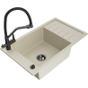 Mexen Elias 1-compartment granite sink with a drip tray and kitchen mixer tap Duo, Beige - 6511-69-671701-70-B