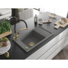 Mexen Elias granite kitchen sink 1-bowl with drainer and Duo tap, gray - 6511-71-671701-57-G