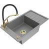 Mexen Elias granite kitchen sink 1-bowl with drainer and Duo tap, gray - 6511-71-671701-57-G