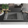 Mexen Elias granite sink 1-bowl with drainer and Duo kitchen faucet, gray - 6511-71-671701-57-B