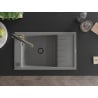 Mexen Elias granite kitchen sink 1-bowl with drainer and Duo kitchen faucet, gray - 6511-71-671701-57-B