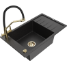 Mexen Elias 1-compartment granite sink with a drip tray and kitchen mixer tap Duo, Black/ silver metallic - 6511-73-671701-57-G