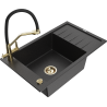 Mexen Elias granite kitchen sink 1-bowl with drainer and Duo kitchen faucet, black/silver metallic - 6511-73-671701-57-G