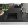 Mexen Elias granite kitchen sink 1-bowl with drainer and Duo kitchen faucet, black/silver metallic - 6511-73-671701-70-B