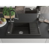 Mexen Elias granite kitchen sink with drainer and Duo faucet, black/gold metallic - 6511-75-671701-07