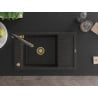 Mexen Elias granite kitchen sink 1-bowl with drainer and kitchen faucet Duo, black/gold metallic - 6511-75-671701-57-G