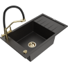 Mexen Elias 1-compartment granite sink with a drip tray and kitchen mixer tap Duo, Black/ gold metallic - 6511-75-671701-57-G