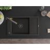 Mexen Elias granite kitchen sink 1-bowl with drainer and duo kitchen tap, black/golden metallic - 6511-75-671701-57-B