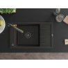 Mexen Elias granite kitchen sink 1-bowl with drainer and kitchen faucet Duo, black/gold metallic - 6511-75-671701-57-B