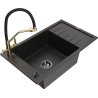 Mexen Elias 1-compartment granite sink with a drip tray and kitchen mixer tap Duo, Black/ gold metallic - 6511-75-671701-57-B
