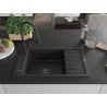 Mexen Elias 1-bowl granite sink with drainer and Duo kitchen faucet, black/gold metallic - 6511-75-671701-70-B