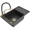Mexen Elias granite kitchen sink 1-bowl with drainer and kitchen faucet Duo, speckled black - 6511-76-671701-57-G