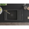 Mexen Elias granite kitchen sink 1-bowl with drainer and Duo kitchen faucet, black speckled - 6511-76-671701-57-B