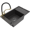 Mexen Elias 1-bowl granite sink with drainer and Duo kitchen faucet, black speckled - 6511-76-671701-57-B