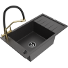 Mexen Elias 1-compartment granite sink with a drip tray and kitchen mixer tap Duo, Spotted black - 6511-76-671701-57-B