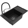 Mexen Elias 1-compartment granite sink with a drip tray and kitchen mixer tap Duo, Black - 6511-77-671701-07-B