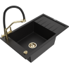 Mexen Elias granite kitchen sink 1-bowl with drainer and Duo kitchen faucet, black - 6511-77-671701-57-G