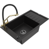 Mexen Elias 1-bowl granite kitchen sink with drainer and Duo kitchen faucet, black - 6511-77-671701-57-B