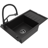 Mexen Elias 1-compartment granite sink with a drip tray and kitchen mixer tap Duo, Black - 6511-77-671701-70-B