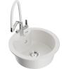 Mexen Diego 1-Bowl Granite Sink with Duo Kitchen Faucet, White - 6512-20-671701-02