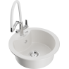 Mexen Diego granite kitchen sink 1-bowl with Duo kitchen faucet, white - 6512-20-671701-02