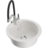 Mexen Diego 1-bowl granite kitchen sink with Duo kitchen faucet, white - 6512-20-671701-07