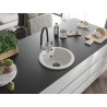 Mexen Diego 1-bowl granite sink with Duo kitchen faucet, white - 6512-20-671701-07-B
