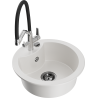 Mexen Diego 1-bowl granite sink with Duo kitchen faucet, white - 6512-20-671701-07-B