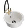Mexen Diego 1-bowl granite sink with Duo kitchen faucet, white - 6512-20-671701-57-B