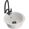 Mexen Diego 1-compartment granite sink with a kitchen mixer tap Duo, white - 6512-20-671701-70-B
