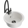 Mexen Diego granite kitchen sink 1-bowl with Duo kitchen faucet, white - 6512-20-671701-70-B