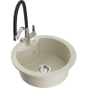 Mexen Diego 1-Bowl Granite Kitchen Sink with Duo Faucet, Beige - 6512-69-671701-07