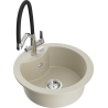 Mexen Diego 1-compartment granite sink with a kitchen mixer tap Duo, Beige - 6512-69-671701-07