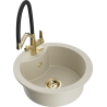 Mexen Diego granite kitchen sink 1-bowl with Duo faucet, beige - 6512-69-671701-57-G