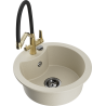 Mexen Diego granite sink 1-bowl with Duo kitchen faucet, beige - 6512-69-671701-57-B